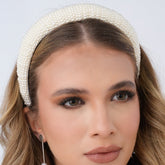 Set Diadema y pulseras Perlas Tejida Blanca